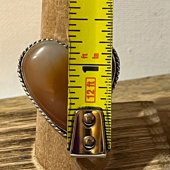 SILVER PLATED STAMPED 925 CARNELIAN GEMSTONE HEART RING SIZE 9 - Picture 8 of 9